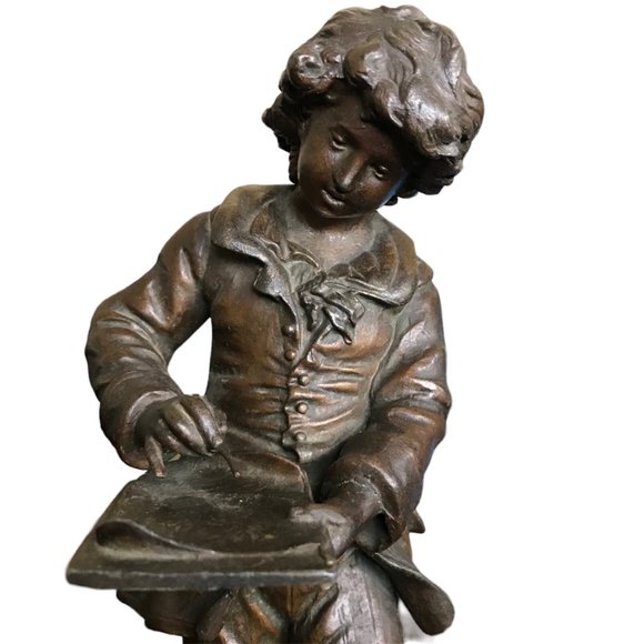 19th Century Romantic Pair of August Moreau Écoliers (students) Sculptures - Picture 5 of 10